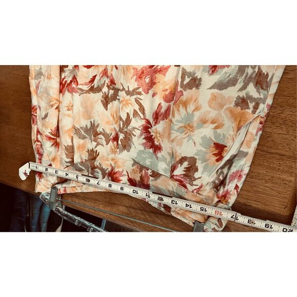 Abercrombie & Finch Linen Blend Orange Floral Pants Size L New - Picture 3 of 9